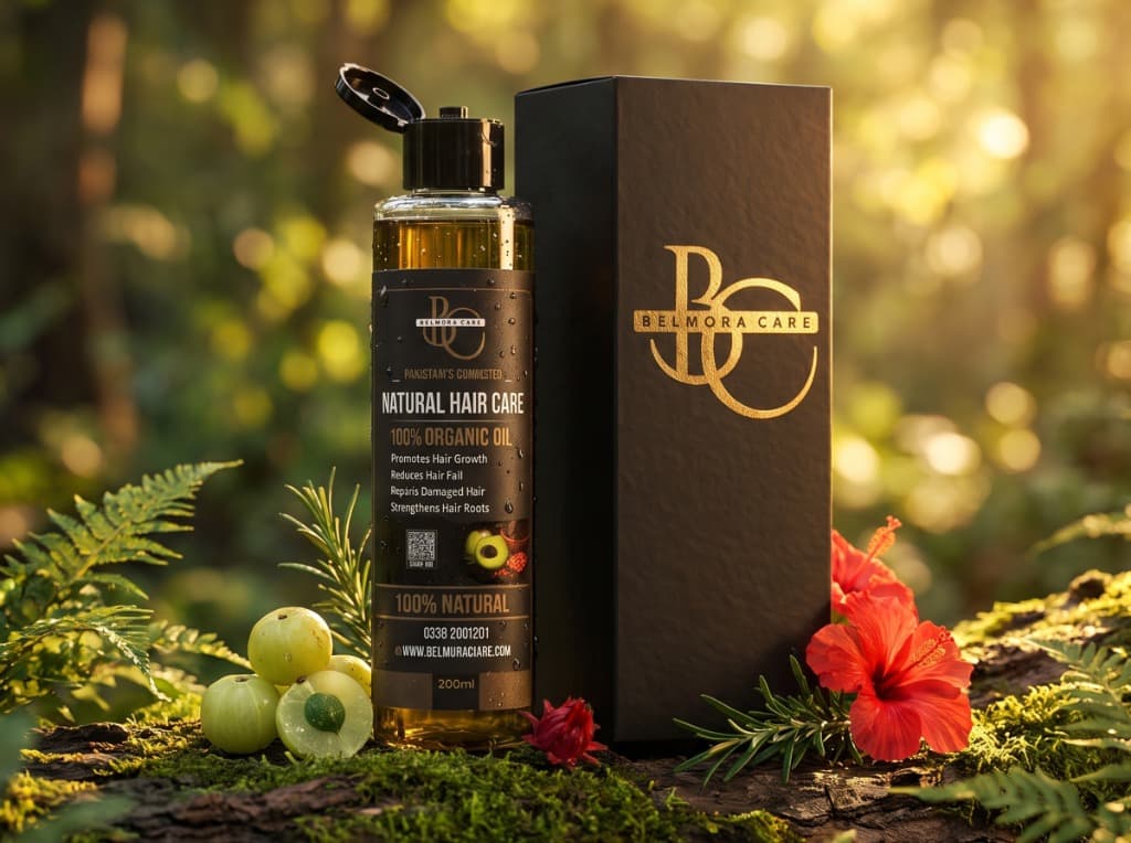 Belmora Care 100% Organic Hair Oil Bottle & Luxury Box with Amla and Hibiscus